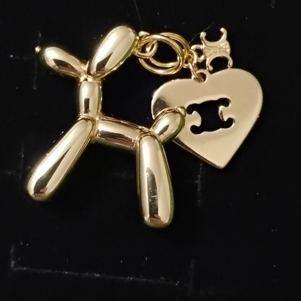 Upcycled Gold Balloon Dog Charm With Charms - Picture 12 of 13